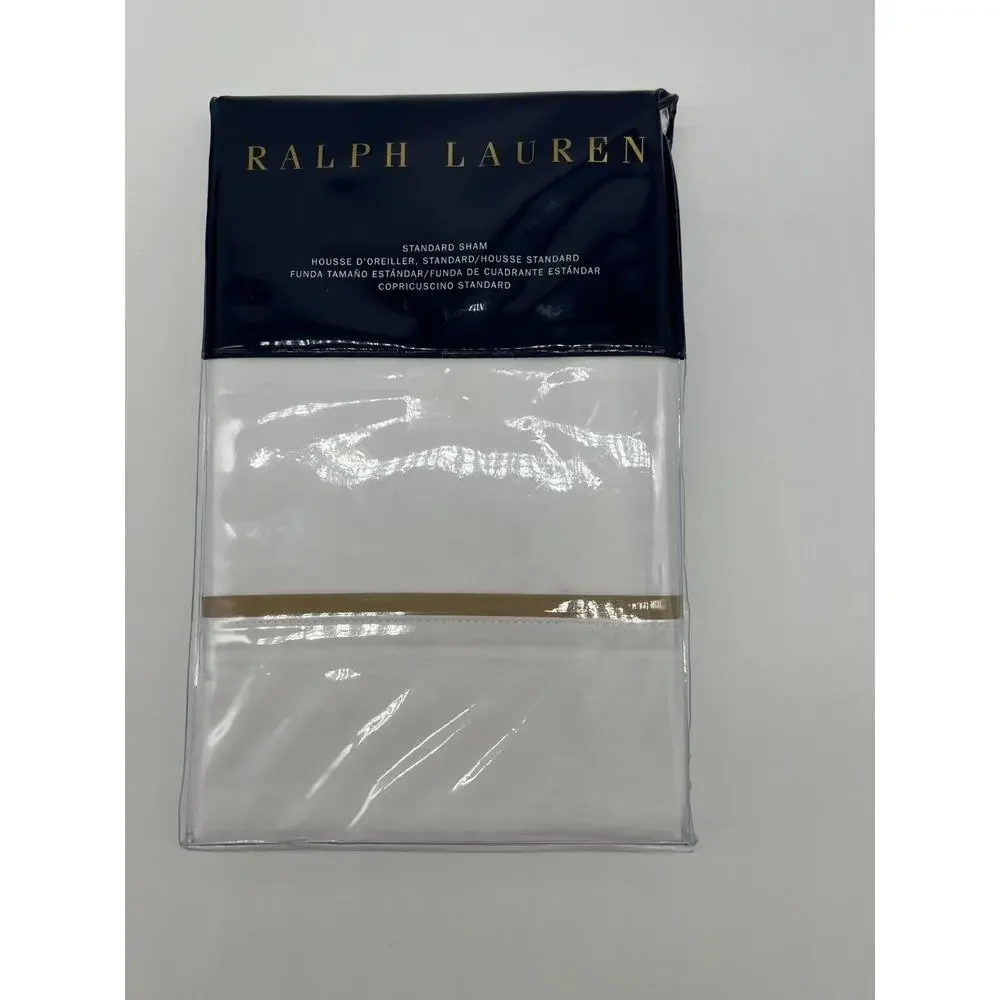 Ralph Lauren Palmer Burnished Chamois white tan Standard Sham 100% Cotton